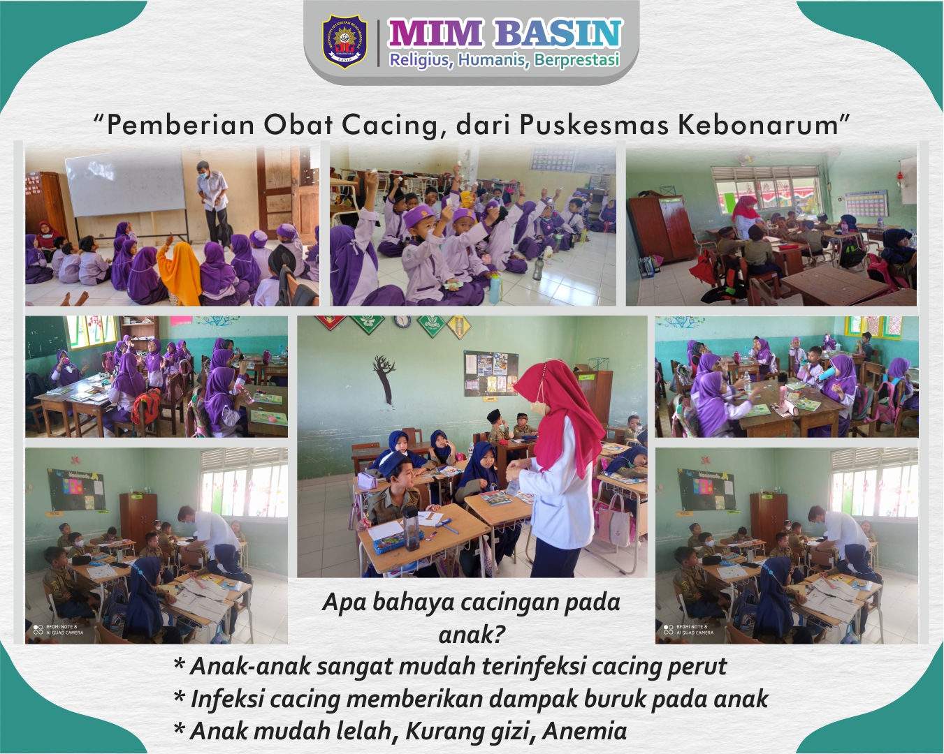 PEMBERIAN OBAT CACING PADA SISWA SISWI MIM BASIN